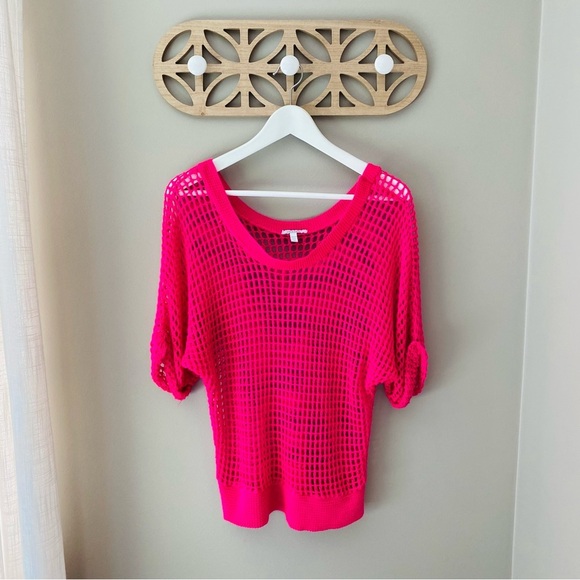 dELiA*s Open Knit Pullover Top Pink Sz XS - Picture 1 of 7